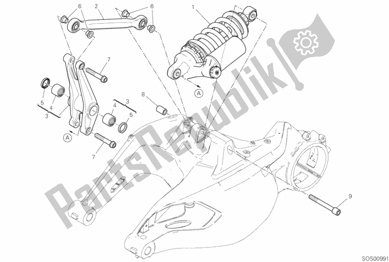 Todas las partes para Amortiguador Trasero de Ducati Diavel 1260 S Thailand 2019
